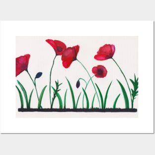 Watercolor - Poppy - Flanders field Posters and Art